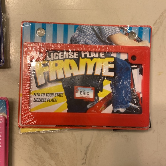 3 mini License Plate frames with zip ties and stickers - Picture 5 of 6